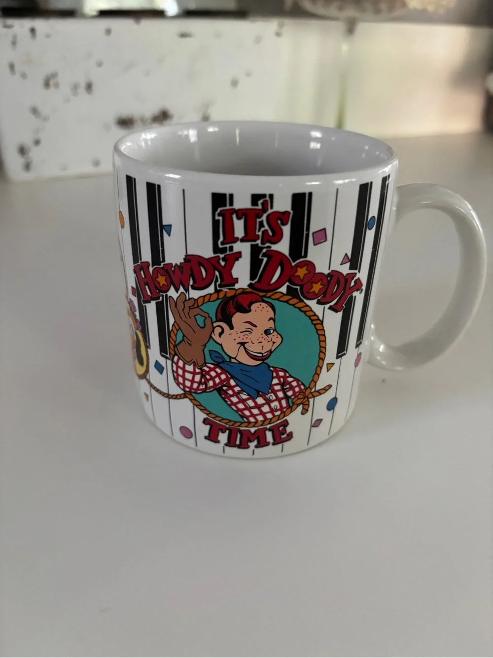 Vintage 1980s Howdy Doody White Ceramic Coffee Mug